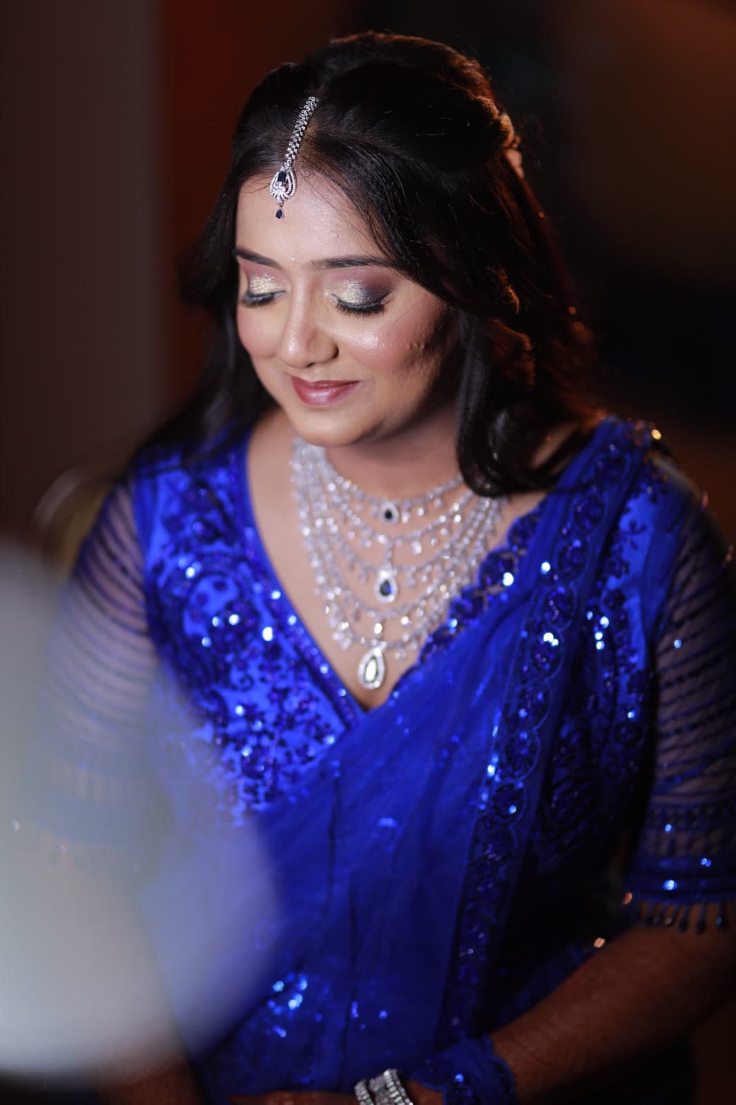 Portrait with prism light flare across the frame